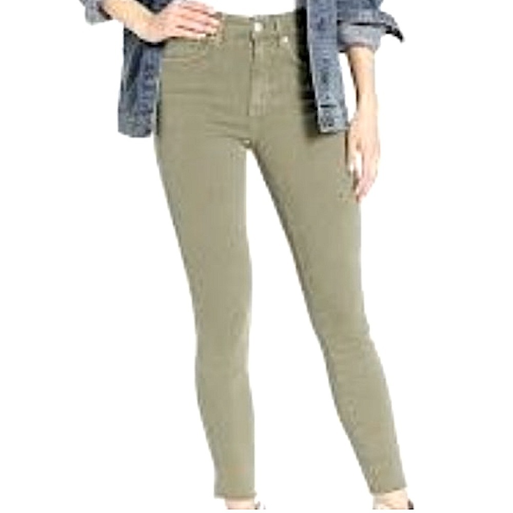 Free People | Women’s Olive Raw Hem Skinny Jeans, front/back pockets, size 25